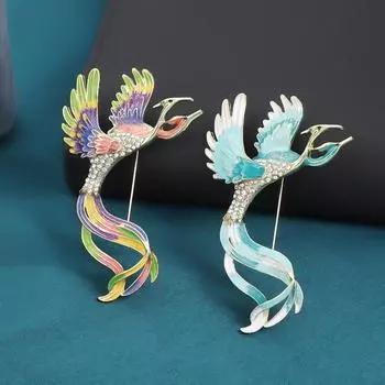 Брошь Феникс Материал Сплав Костюм Аксессуары Женская Булавка Фиксированный Корсаж Ощущение Антиквариата синий