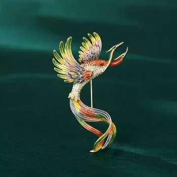 Брошь Феникс с эмалью, женская, легкая, роскошная, ретро-брошь, атмосферная, высококачественная, аксессуары для костюма