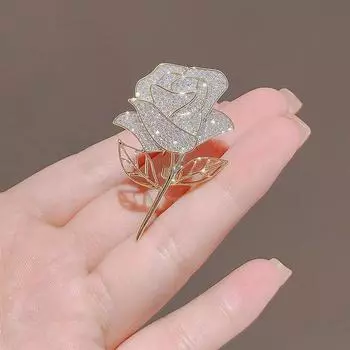 Брошь Flash Diamond Temperament Rose из высококачественного циркония, элегантная универсальная, антибликовая, фиксированная брошь-булавка
