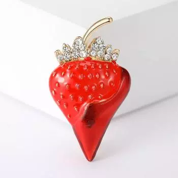 Брошь-фрукт с каплями масла клубники, эмали, масляных страз, милая мультяшная брошь, набор булавок