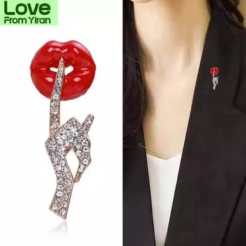 Брошь Губы Милая Личность Универсальные Женские Аксессуары Простой Темперамент Свитер Пальто Костюм Украшения