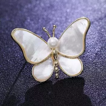 Брошь High-End Niche Design Fashion Fritillary Butterfly Brooch Womens Clothing Accessories Pearl Pin золотой