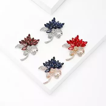 Брошь из хрустального стекла, брошь из сплава с бриллиантами чернильно-синего цвета, брошь из розового золота и белого горного хрусталя K-типа