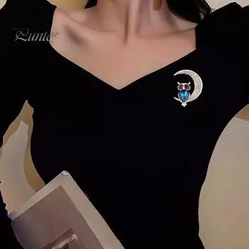 Брошь из искусственного хрусталя с совой, милая винтажная модная брошь для платья, пальто, аксессуары, ювелирные изделия, прочная брошь, булавка для женщин серый