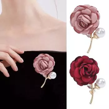 Брошь из искусственного жемчуга со стразами, розовая, красная, легкие булавки для корсажа, аксессуары для женской одежды для вечеринки красный