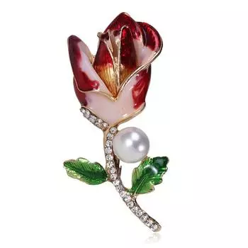 Брошь из розового жемчуга с бриллиантами, брошь из натурального шелка, пряжка для шарфа красный