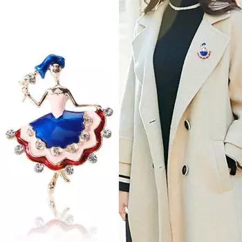 Брошь из сплава для танцующих девушек со стразами, капающее масло, заколка для корсажа со стразами, фиолетовая, синяя, аксессуар для свадебной одежды, подарок для женщин фиолетовый