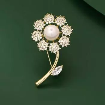 Брошь из сплава для ушей, High-end Sense, High-end Chest Flower, High-end Coat, Suit Brooch One Size белый