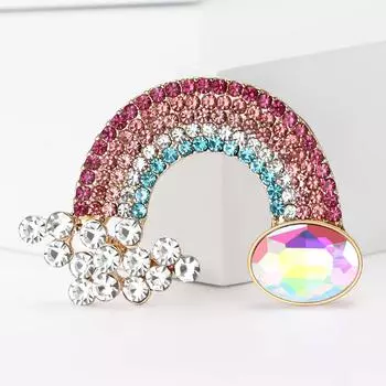 Брошь из сплава с бриллиантами и радугой, модная, симпатичная, женская, кардиган, рубашка, корсаж, украшение, булавка