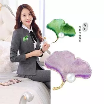 Брошь из сплава с окрашенным искусственным жемчугом, женская одежда, булавка, простой костюм, цветной корсаж жёлтый