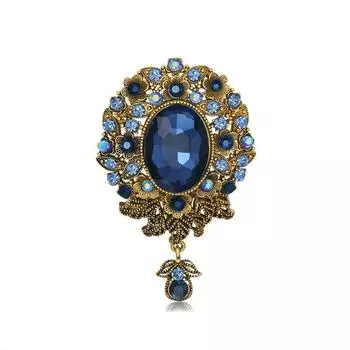 Брошь из сплава со стразами для женщин, европейская и американская стеклянная подвеска, корсаж, ретро-модные аксессуары