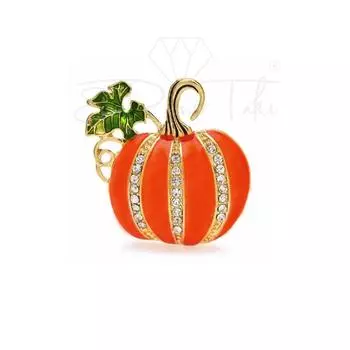 Брошь из тыквы с цирконом