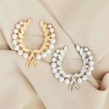 Брошь из жемчуга «Пшеница» женская, антибликовое украшение из жемчуга золотой