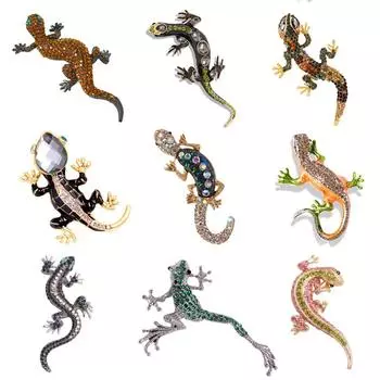 Брошь JMXD-Crystal Lizard Женская мода Универсальная высококачественная брошь в виде животного геккона с бриллиантами, ожерелье Одежда