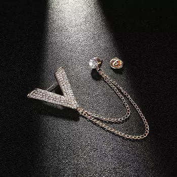 Брошь Ювелирная булавка, тканевая застежка со стразами, подарок серебряный