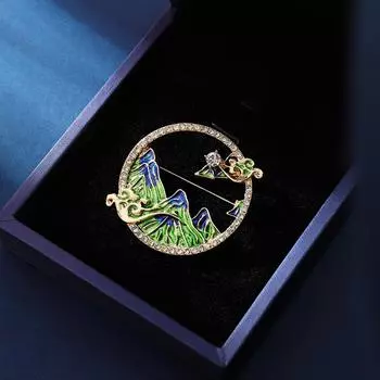 Брошь «Карта тысяч миль рек и гор», женская легкая роскошная булавка для костюма, пейзаж, нишевый темперамент, высококачественное украшение для пальто