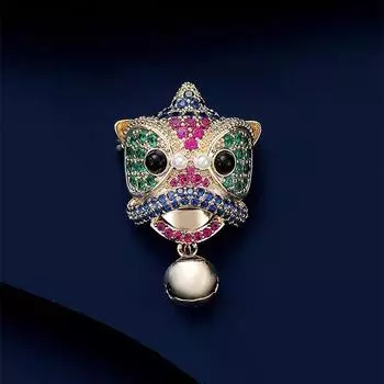 Брошь-колокольчик для танца льва, мужская и женская креативная ретро-брошь, булавка-темперамент, пряжка для воротника, антибликовая, аксессуары для одежды