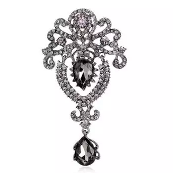 Брошь Корона Кристалл Корсаж синий