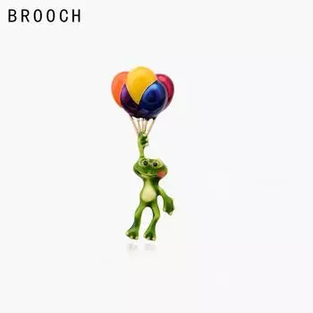 Брошь-корсаж в виде лягушки с каплей масла, пряжка для шарфа из шелка, защищающая от воздействия окружающей среды, для высококлассной игольной одежды. Унисекс. X-170 Balloon Frog