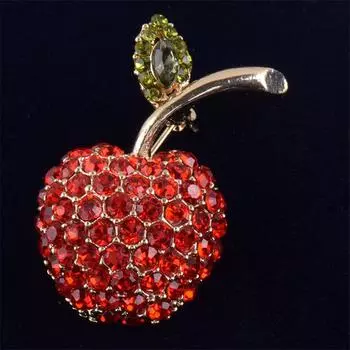 Брошь Красный Кристалл Маленькое Яблоко Булавки Аксессуары Для Платьев