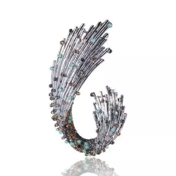 Брошь Красочный Декор Стразами Неправильной Формы Шаль Шарф Булавка Сумка Шляпа Простой Значок Модный серебряный