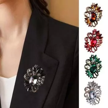 Брошь Креативная персонализированная брошь из искусственного хрусталя Корсаж зелёный