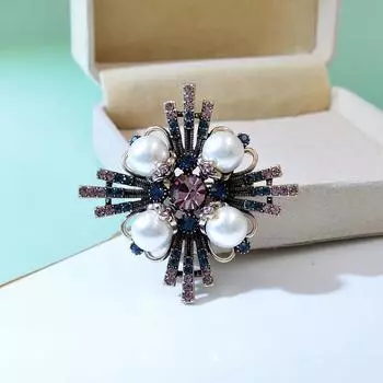 Брошь-крест в европейском и американском стиле в стиле ретро с преувеличенным жемчугом и стразами, геометрические популярные ювелирные аксессуары, булавка-корсаж белый