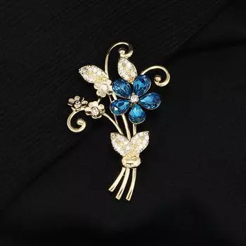 Брошь-кристалл в виде цветка, элегантная темпераментная женская брошь высокого класса, нишевая булавка для костюма, аксессуары для фиксации одежды