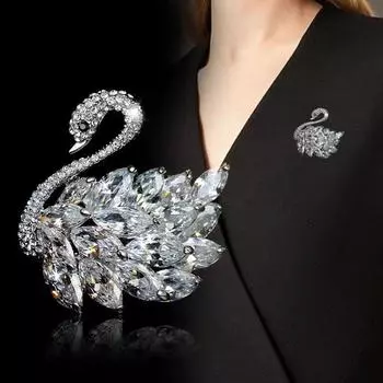 Брошь-лебедь High-end High-end Sense Niche Retro Chest Flower Small Fragrant Style Brooch Аксессуары для одежды с прессованным воротником Аксессуары 4.5*4cm белый