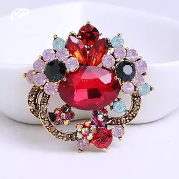 Брошь Love Gemstone Rhinestone High-End Temperament Elegant Dress All-Match Corsage Clothing Accessories Pin