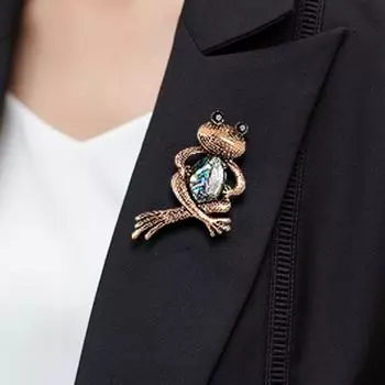 Брошь-лягушка в форме короны с каплей масла Animal All-match Daily a зелёный