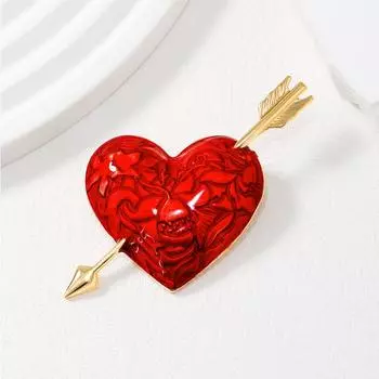 Брошь «Любовь» Одна стрела, пронзающая сердце, капающая масляная брошь, модный стиль, универсальная брошь, булавка, аксессуары