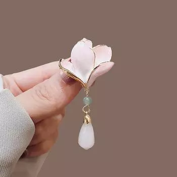 Брошь Магнолия Дисковая пряжка Классическая планка Подвеска Аксессуары для одежды Ципао Корсаж Высокого Класса Булавка Для Женщин