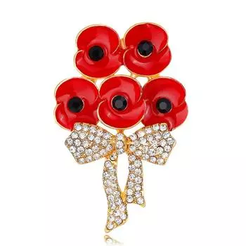 Брошь Мак со стразами в виде капли масла, женская, атмосферная, универсальная, с растительным цветком, аксессуары, корсаж