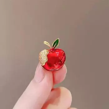 Брошь «Маленькое красное яблоко», женственность высочайшего класса, маленькая брошь, булавка для воротника, пряжка, защищающая от света, булавка, цветок для воротника, аксессуары для кануна Рождества.