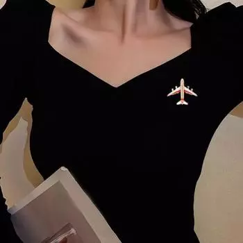 Брошь на булавке, эмалированные украшения, блестящая мультяшная брошь в виде самолета, элегантный значок, сумка, свитер синий