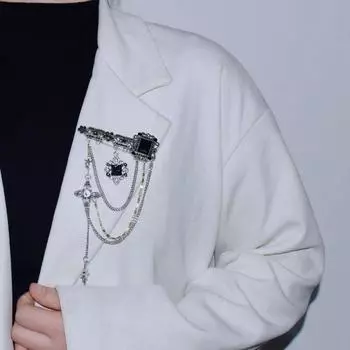 Брошь на грудь цепочка ретро ключ брошь броши украшения кисточка кулон пальто аксессуары темный стиль 15*7.5cm чёрный