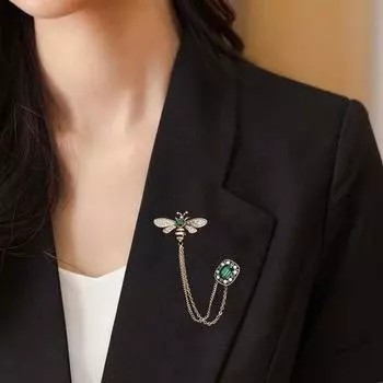 Брошь на грудь в виде пчелы и цепочки, декоративная цепочка из искусственного жемчуга, стразы, украшения для выпускного вечера, ретро-булавка для лацкана, украшение на сумку Honeybee