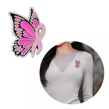 Брошь на ленте с бабочкой, осведомленность о раке молочной железы, металлическое капающее масло, корсаж, эмалированная булавка, значок, аксессуары для одежды розовый