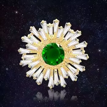 Брошь National Sunflower Женская брошь Niche Design Sense Crystal Brooch Креативная универсальная антибликовая булавка для костюма Аксессуары