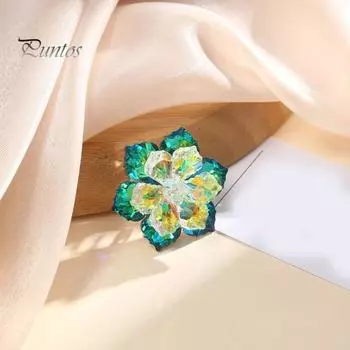 Брошь невесты в форме цветка Светоотражающий блестящий красочный искусственный кристалл вечернее платье Грудь Корсаж Многомерный блестящий шар Вечеринка Брошь Булавка красный