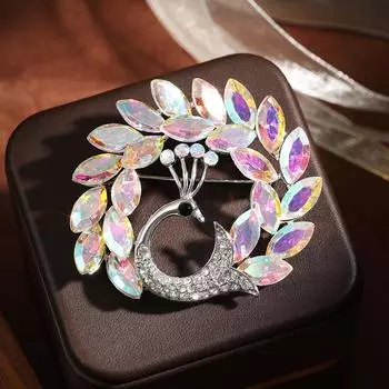 Брошь павлин женская высокого класса изящная, булавка хрустальная стеклянная одежда аксессуары костюм, корсаж полный бриллиант булавка аксессуары