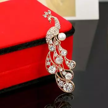 Брошь павлина National Elegance Temperament, женская универсальная простая брошь для воротника со стразами, атмосферный кардиган, корсаж
