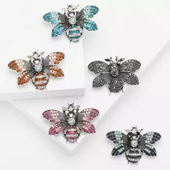 Брошь пчела из сплава со стразами, модный креативный женский костюм, кардиган, корсаж, украшение, булавка