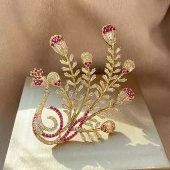 Брошь Phoenix Luxury Copper Брошь Peacock Spreading Брошь Atmosphere Accessories Pin золотой