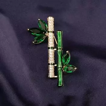 Брошь Ping An Bamboo, восходящая изумрудная булавка с кристаллами и цирконами, классическая брошь в стиле «темперамент», антикварные аксессуары в стиле «чонсам»