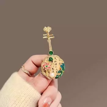 Брошь пипа в китайском стиле, высококачественный женский изящный музыкальный инструмент, брошь в виде броши, ципао, одежда и аксессуары