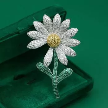 Брошь-подсолнух, инкрустированная бриллиантами, для женщин. Высококлассная брошь-маргаритка, излучающая чувство элегантности и изысканности.