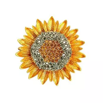 Брошь Подсолнух с Водяными Бриллиантами Винтажное Золото Элегантная Модная Брошь Женская Многофункциональная Брошь Ожерелье One Size