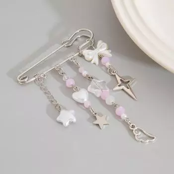 Брошь-подвеска в виде звезды из сплава в пасторальном стиле: Европейские и американские украшения с бисерными аксессуарами для сумок своими руками k 0241 белый